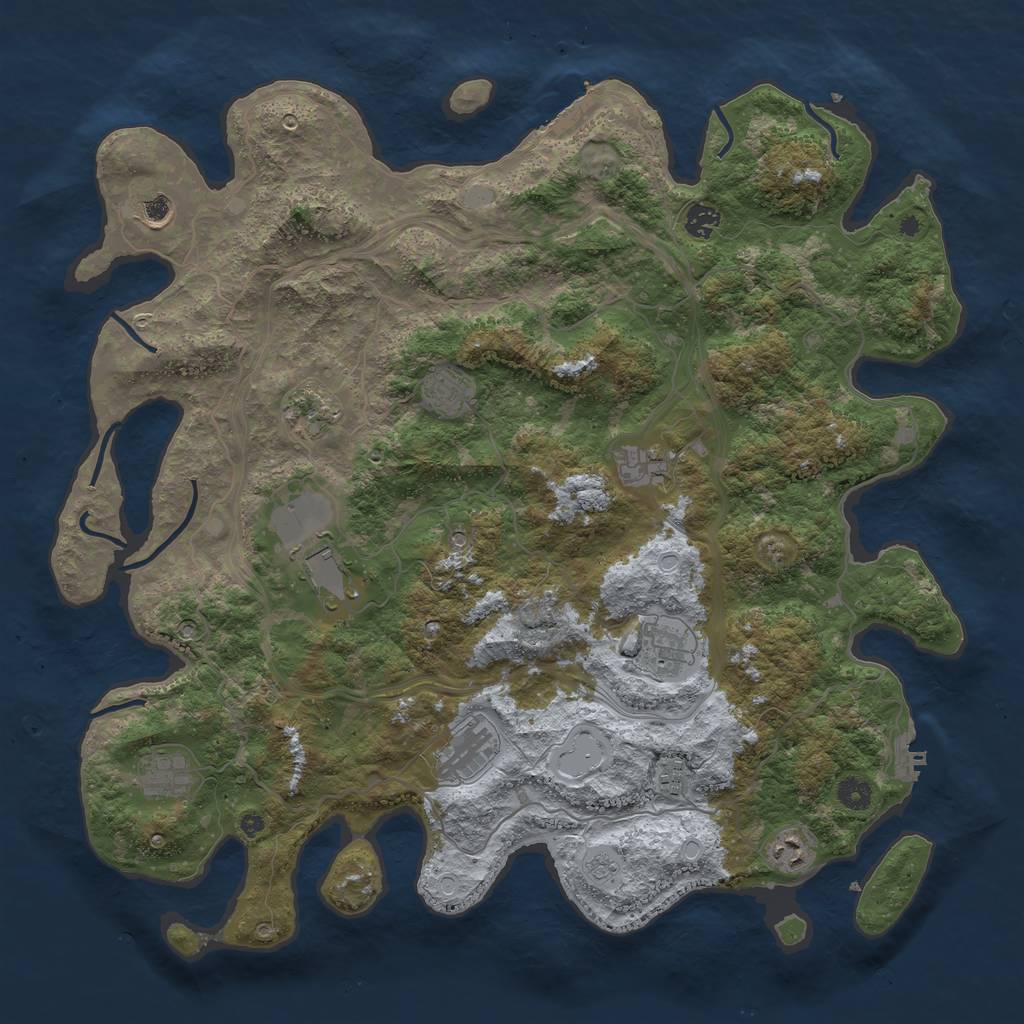 Rust Map: Procedural Map, Size: 4500, Seed: 349063598, 20 Monuments