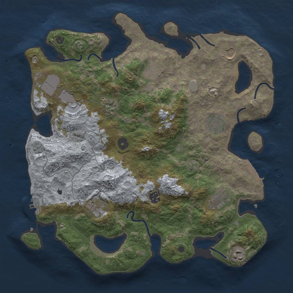 Rust Map: Procedural Map, Size: 3800, Seed: 1129076320, 19 Monuments