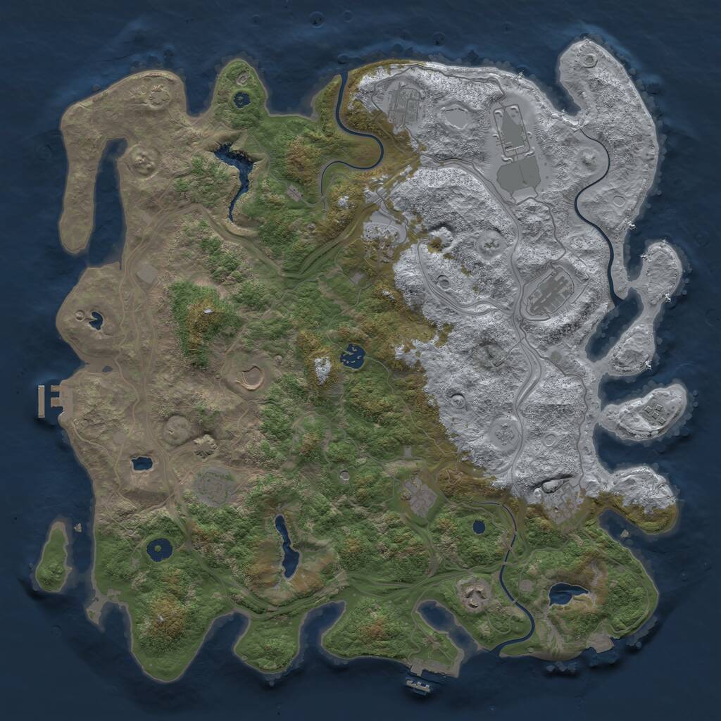 Rust Map: Procedural Map, Size: 4500, Seed: 1020369864, 17 Monuments