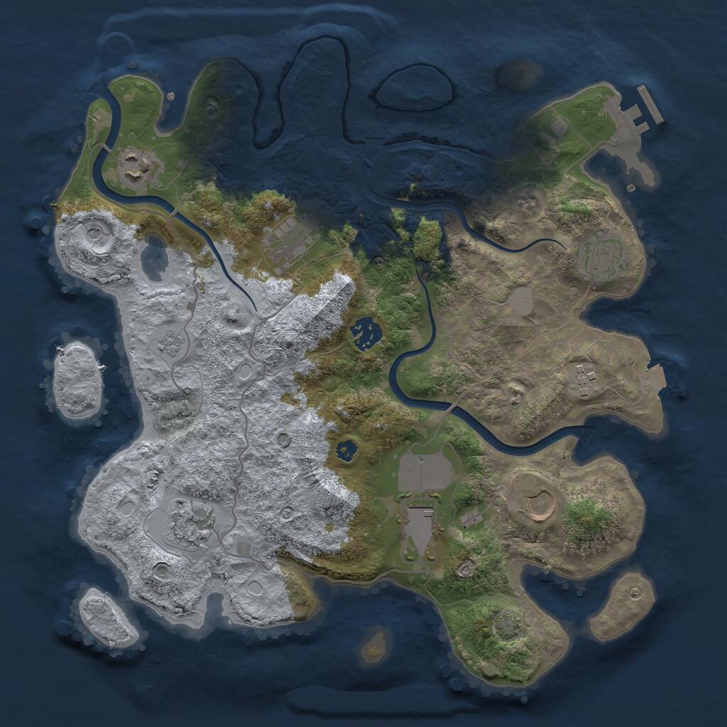 Rust Map: Procedural Map, Size: 3500, Seed: 461877972, 13 Monuments
