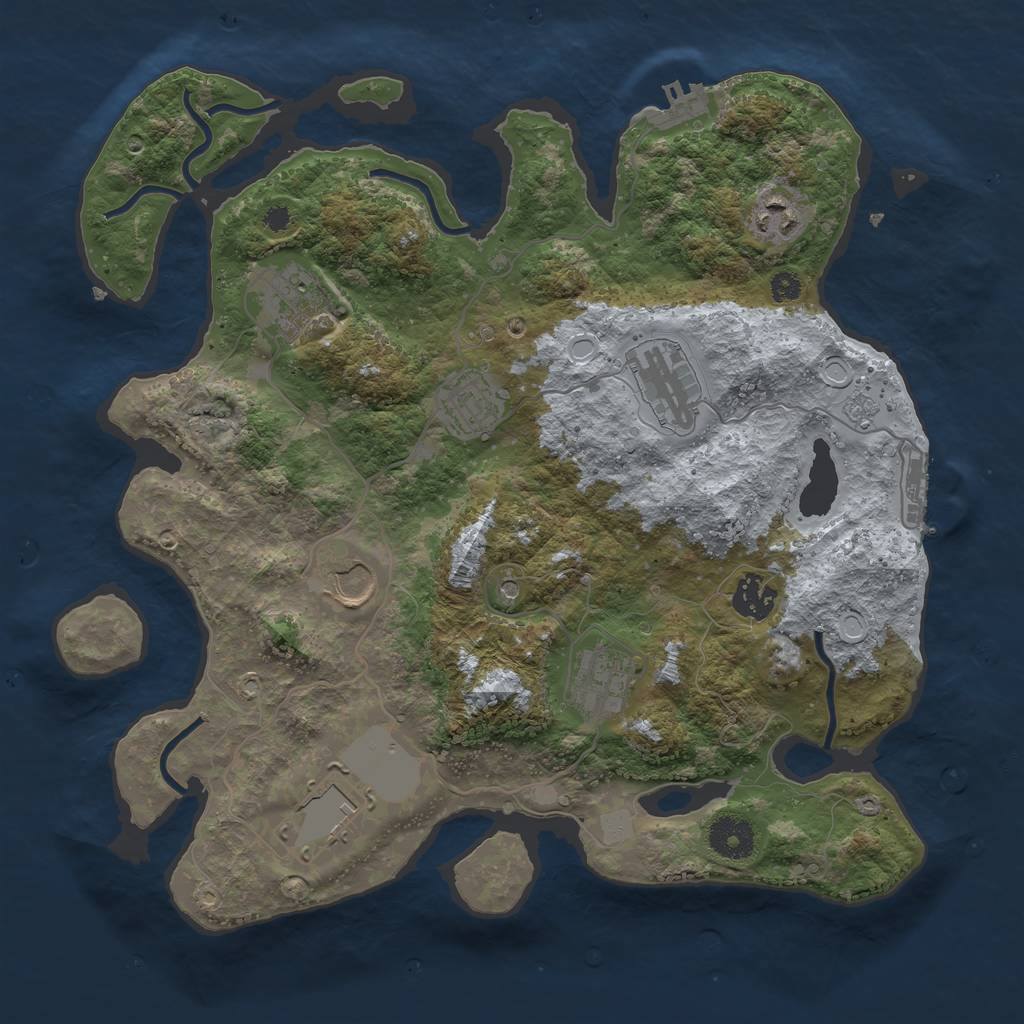 Rust Map: Procedural Map, Size: 3500, Seed: 1193282331, 17 Monuments