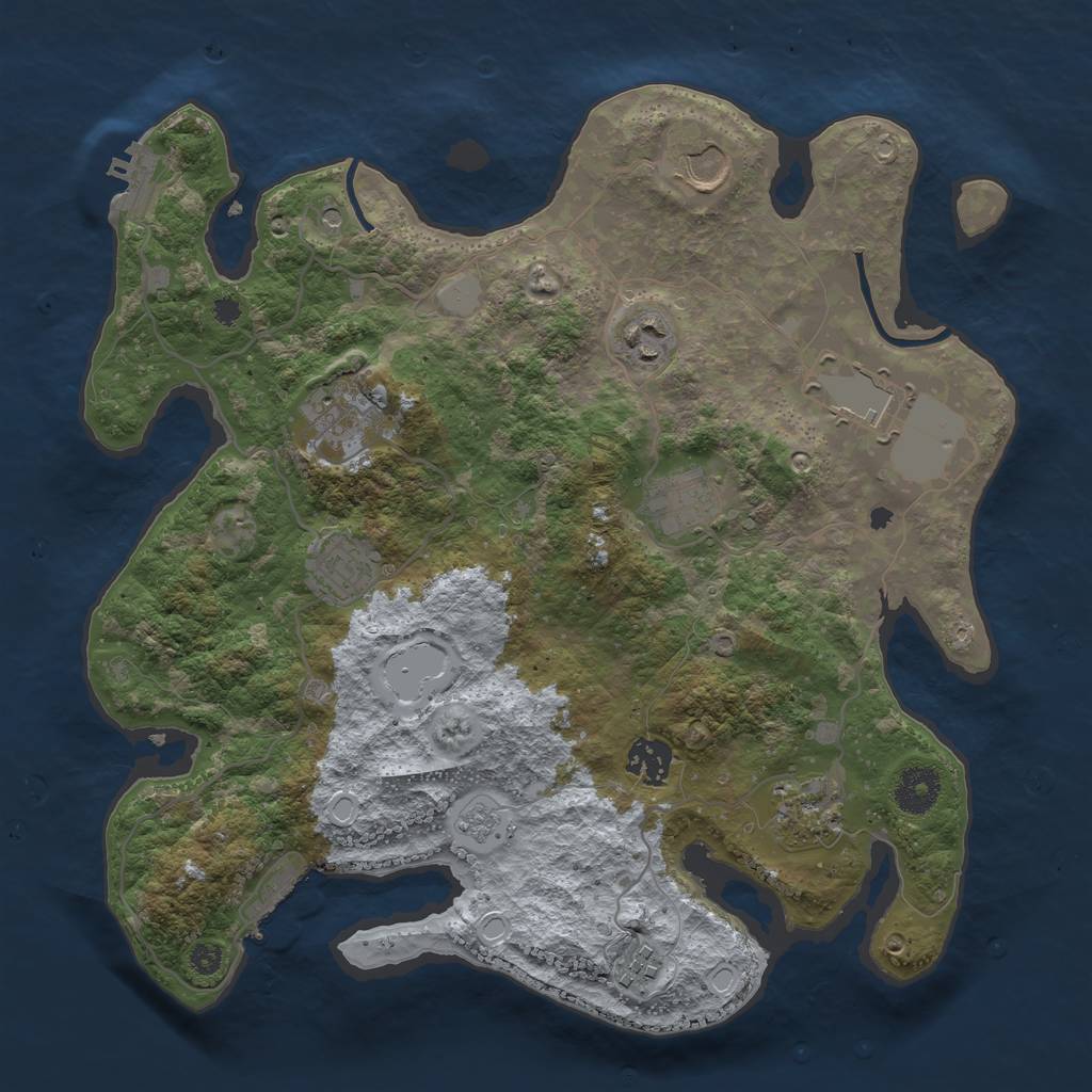 Rust Map: Procedural Map, Size: 3500, Seed: 2030225181, 16 Monuments