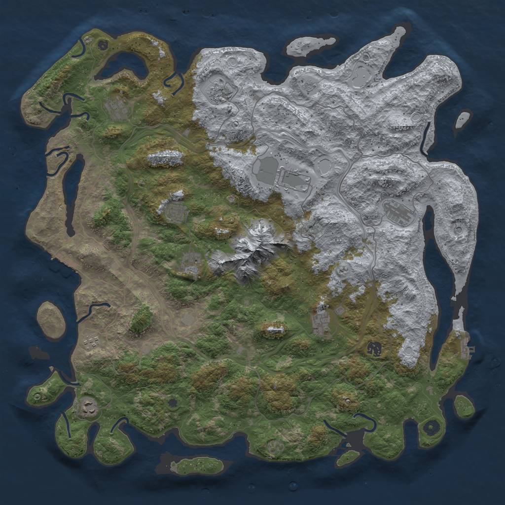 Rust Map: Procedural Map, Size: 5000, Seed: 243965957, 19 Monuments