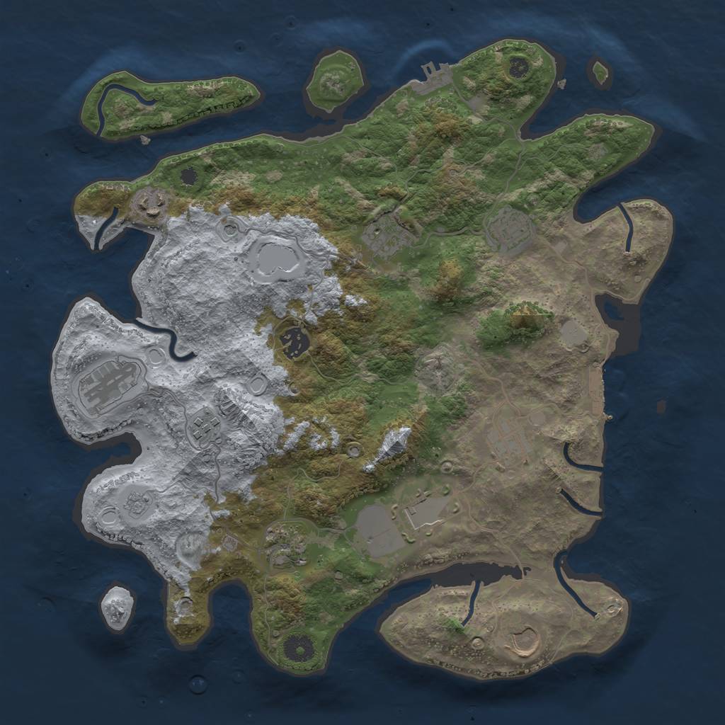 Rust Map: Procedural Map, Size: 3700, Seed: 1985021621, 19 Monuments