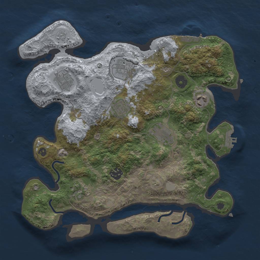 Rust Map: Procedural Map, Size: 3200, Seed: 435079534, 16 Monuments
