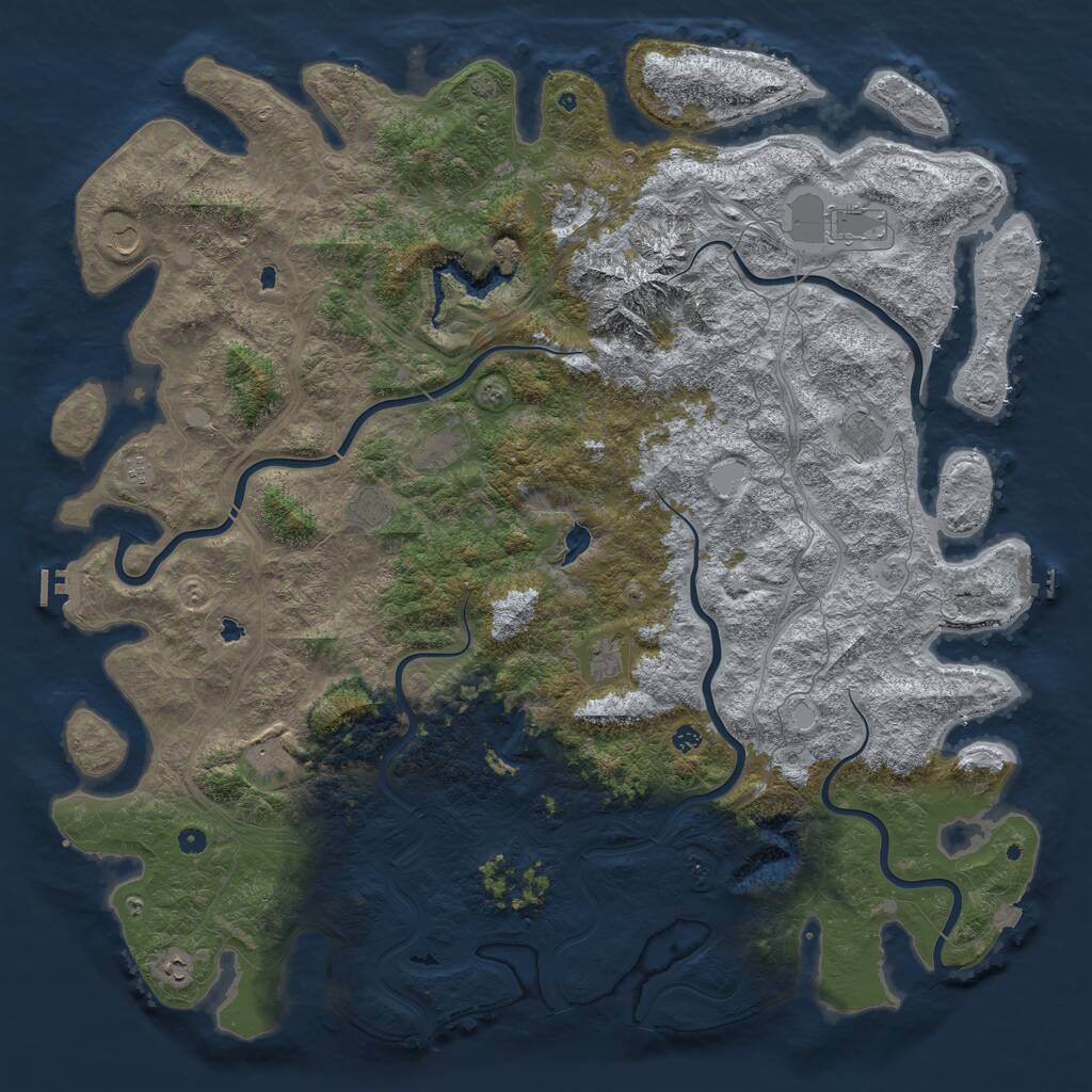 Rust Map: Procedural Map, Size: 6000, Seed: 554865372, 17 Monuments