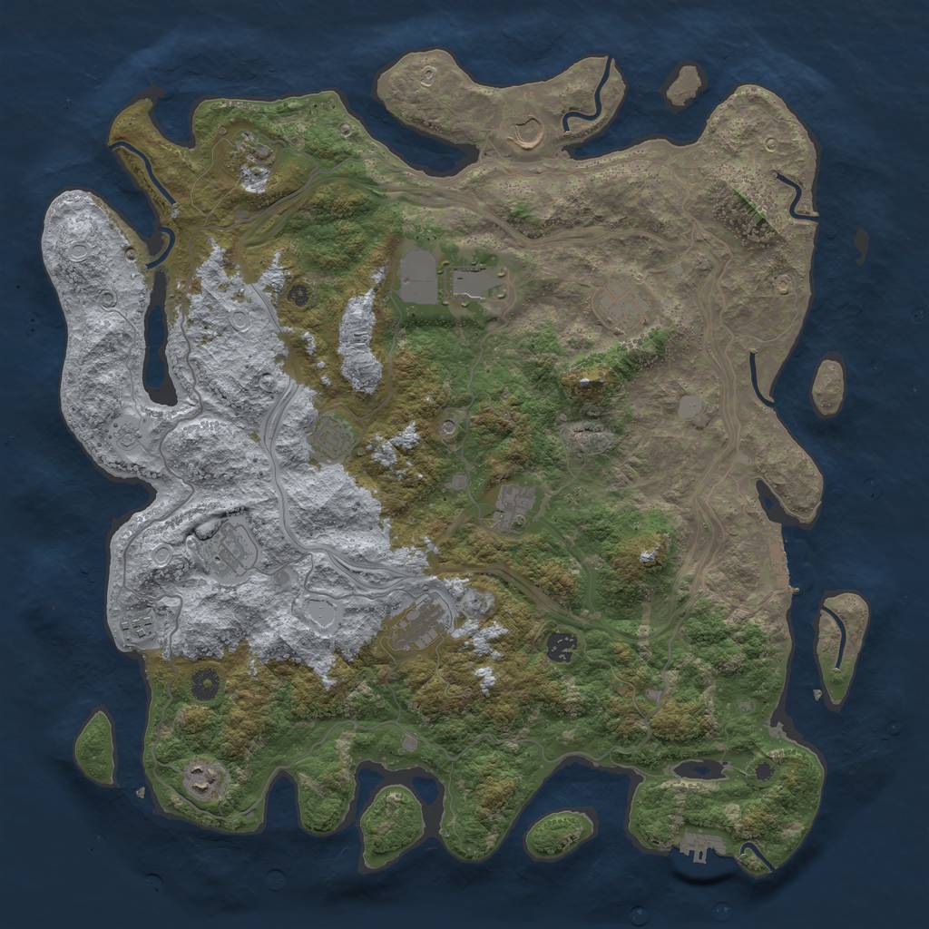 Rust Map: Procedural Map, Size: 4500, Seed: 762416153, 18 Monuments