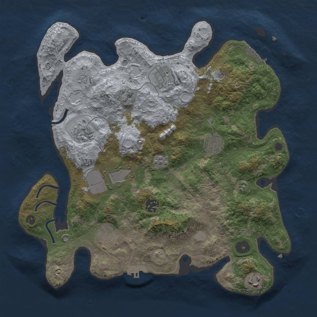 Rust Map: Procedural Map, Size: 3500, Seed: 251481997, 17 Monuments
