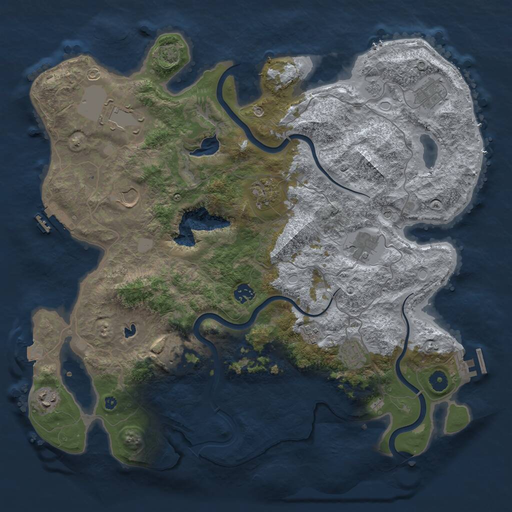 Rust Map: Procedural Map, Size: 4000, Seed: 310944, 16 Monuments