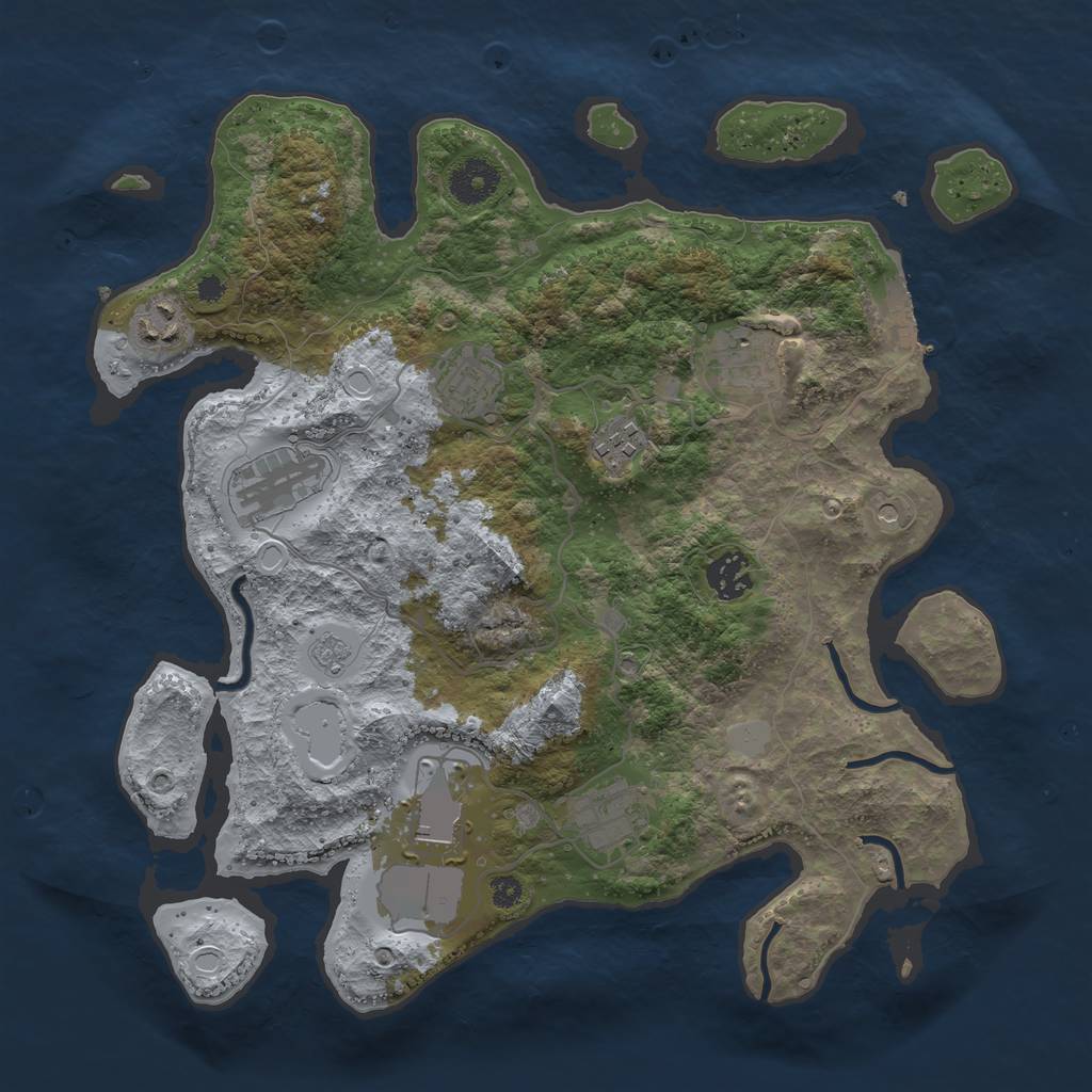 Rust Map: Procedural Map, Size: 3500, Seed: 869041207, 16 Monuments