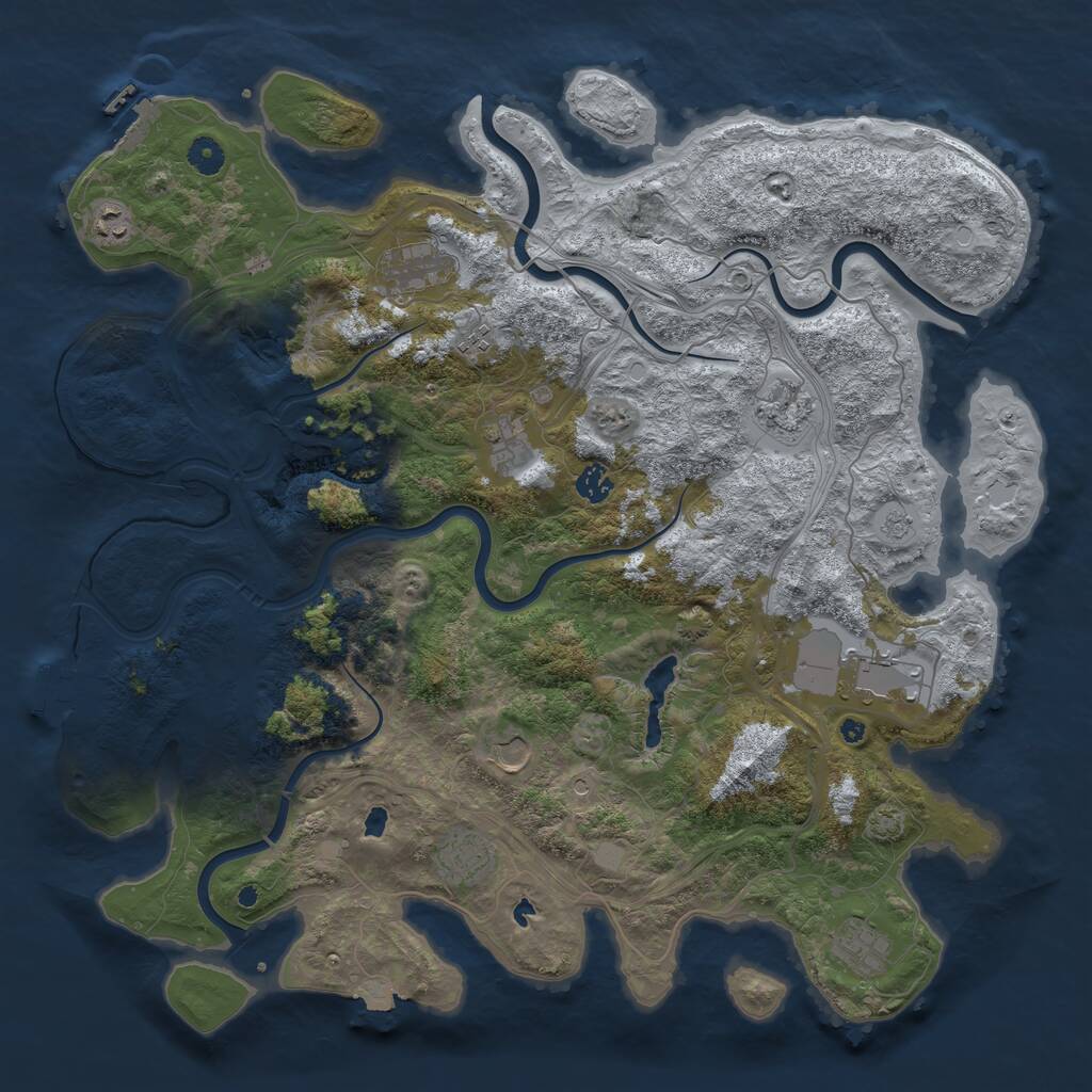 Rust Map: Procedural Map, Size: 4500, Seed: 338606167, 16 Monuments