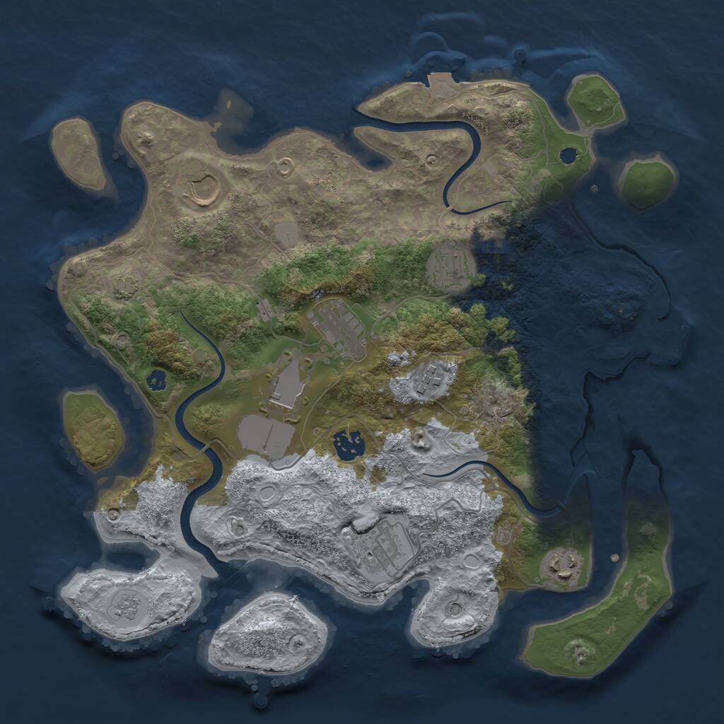 Rust Map: Procedural Map, Size: 3500, Seed: 533428644, 13 Monuments