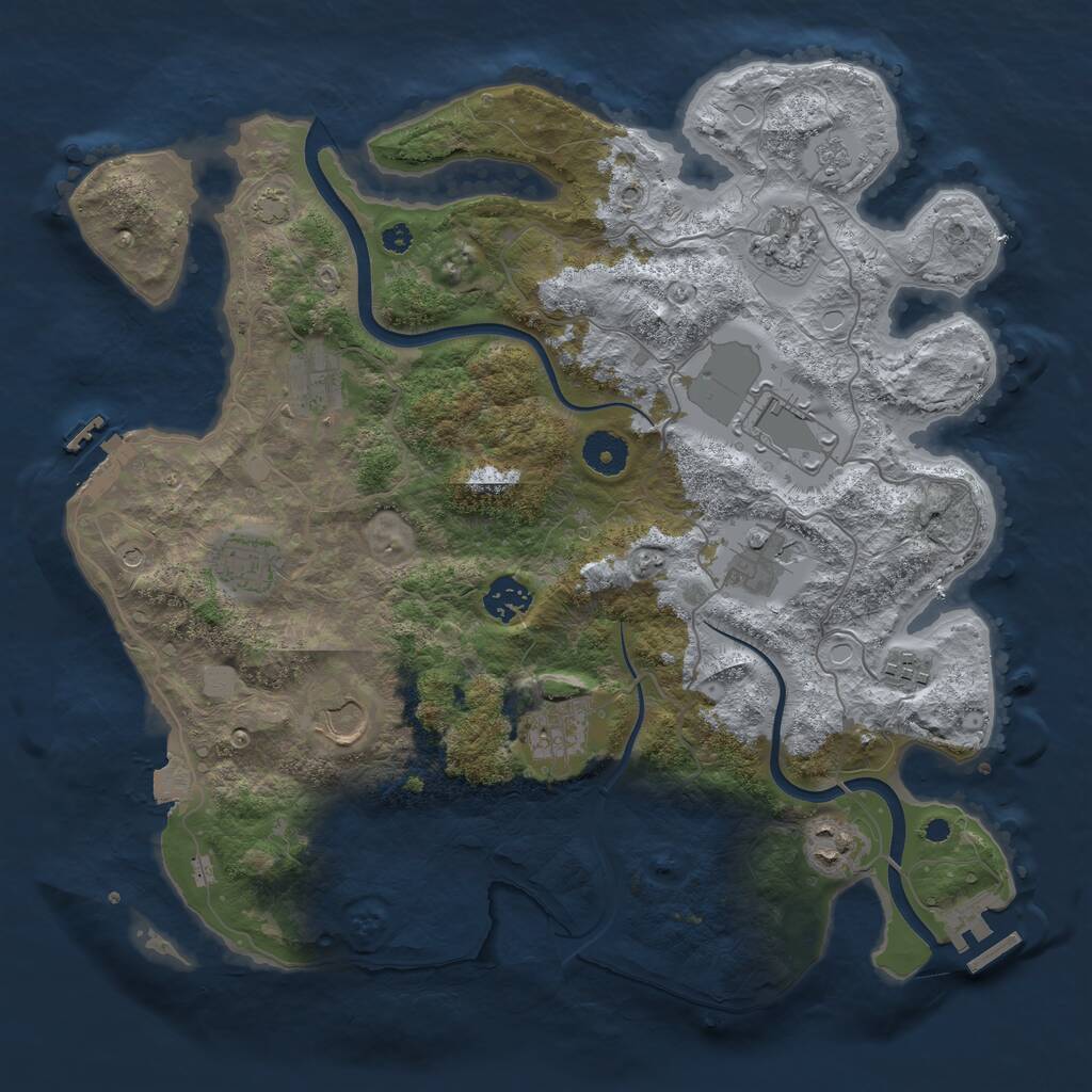 Rust Map: Procedural Map, Size: 3700, Seed: 621205135, 16 Monuments