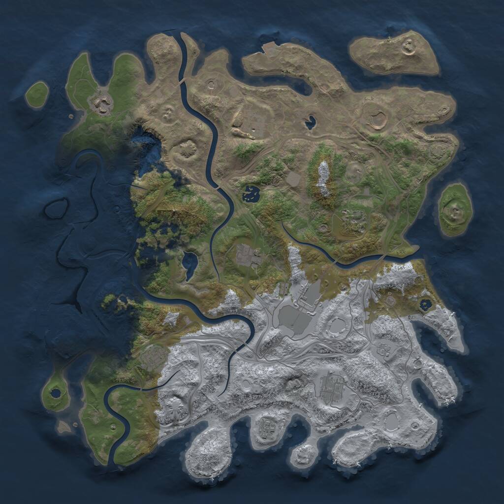 Rust Map: Procedural Map, Size: 4250, Seed: 551143320, 15 Monuments