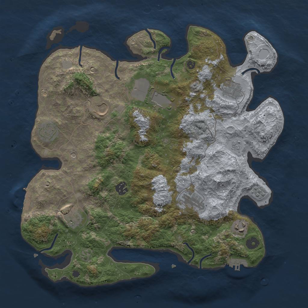 Rust Map: Procedural Map, Size: 3700, Seed: 1510305056, 18 Monuments