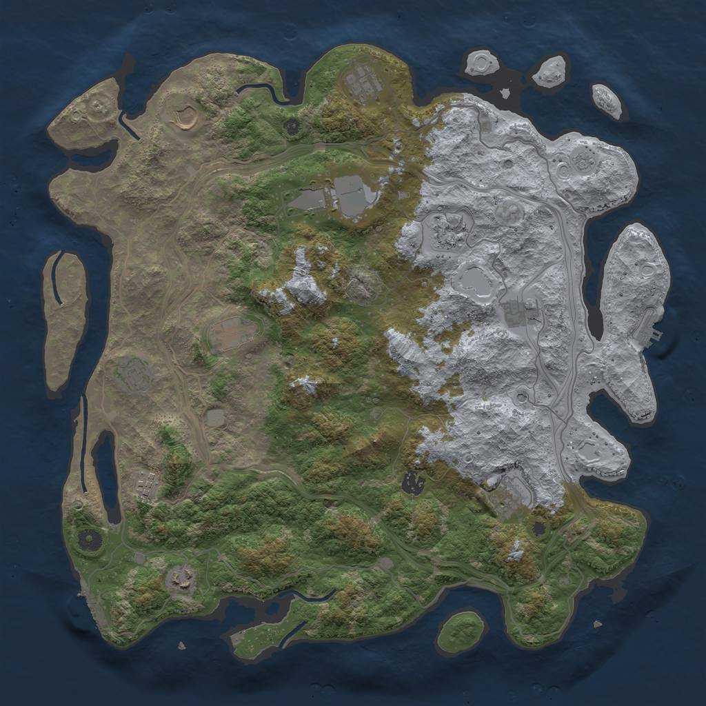 Rust Map: Procedural Map, Size: 4500, Seed: 1073440705, 20 Monuments