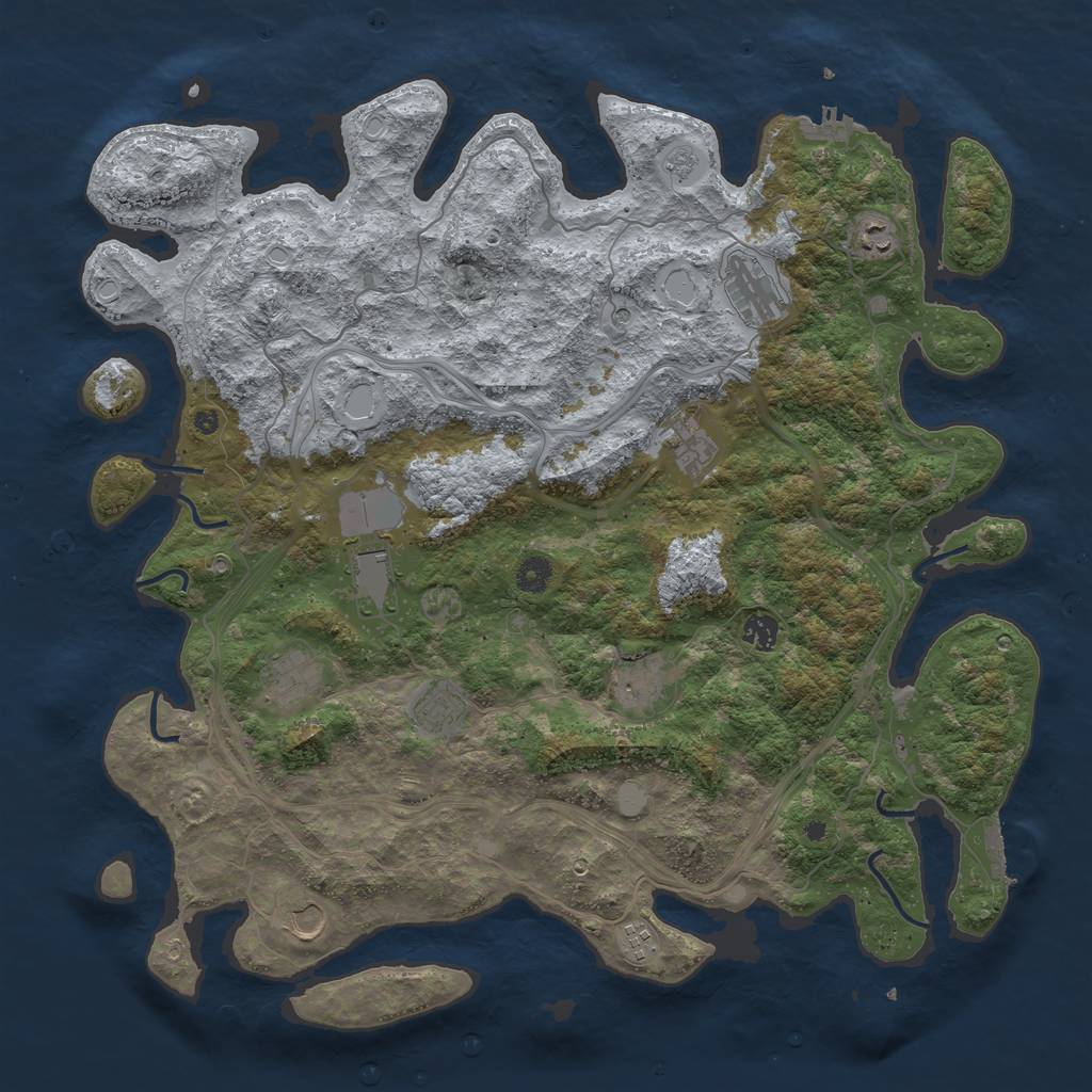 Rust Map: Procedural Map, Size: 4500, Seed: 1293941674, 19 Monuments