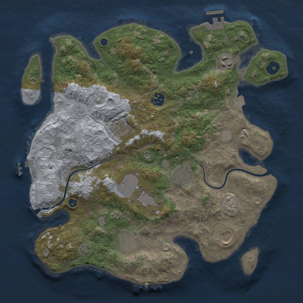 Rust Map: Procedural Map, Size: 3500, Seed: 159382492, 13 Monuments