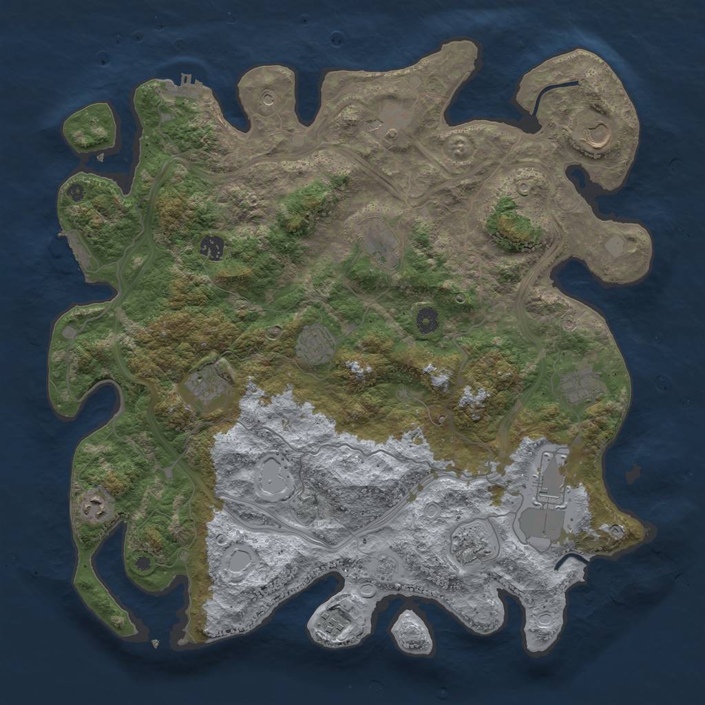 Rust Map: Procedural Map, Size: 4250, Seed: 727402688, 18 Monuments