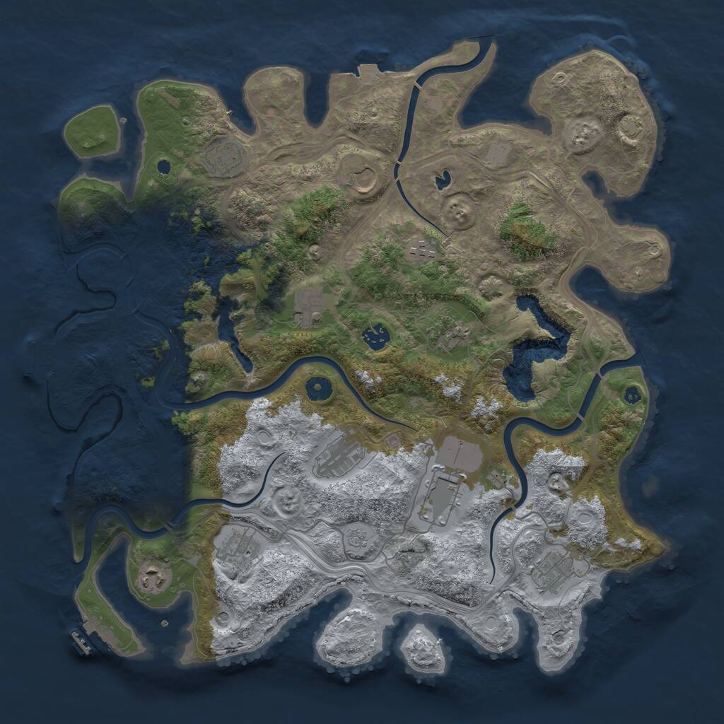 Rust Map: Procedural Map, Size: 4250, Seed: 727402688, 17 Monuments