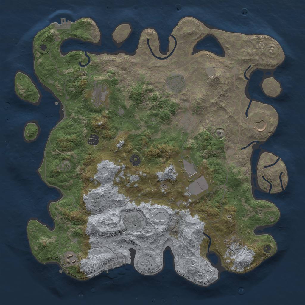 Rust Map: Procedural Map, Size: 4000, Seed: 156432789, 19 Monuments