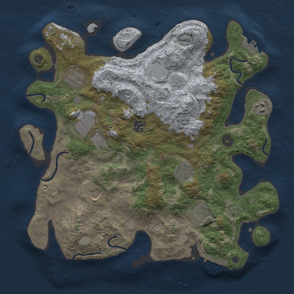 Rust Map: Procedural Map, Size: 3600, Seed: 107222721, 17 Monuments