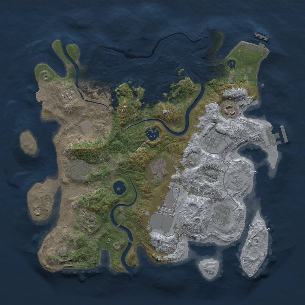 Rust Map: Procedural Map, Size: 3500, Seed: 353464343, 15 Monuments