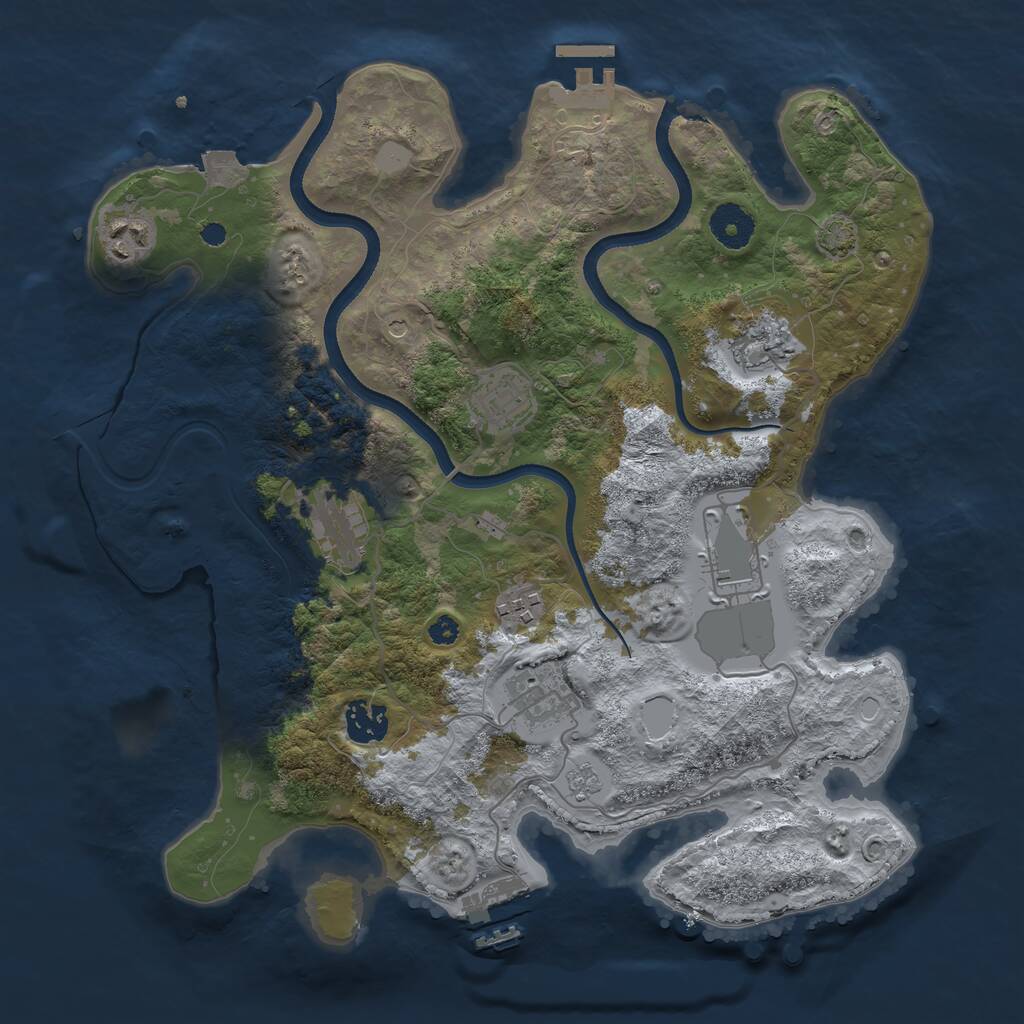 Rust Map: Procedural Map, Size: 3500, Seed: 1838025192, 14 Monuments