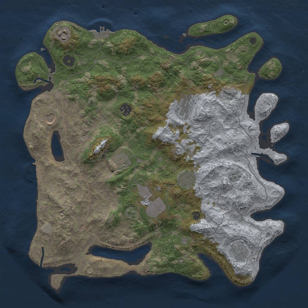 Rust Map: Procedural Map, Size: 4000, Seed: 1091603458, 18 Monuments