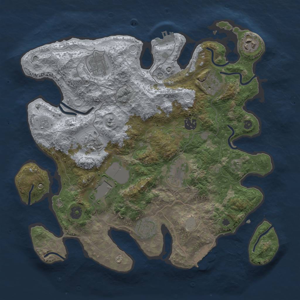 Rust Map: Procedural Map, Size: 3500, Seed: 237111955, 17 Monuments