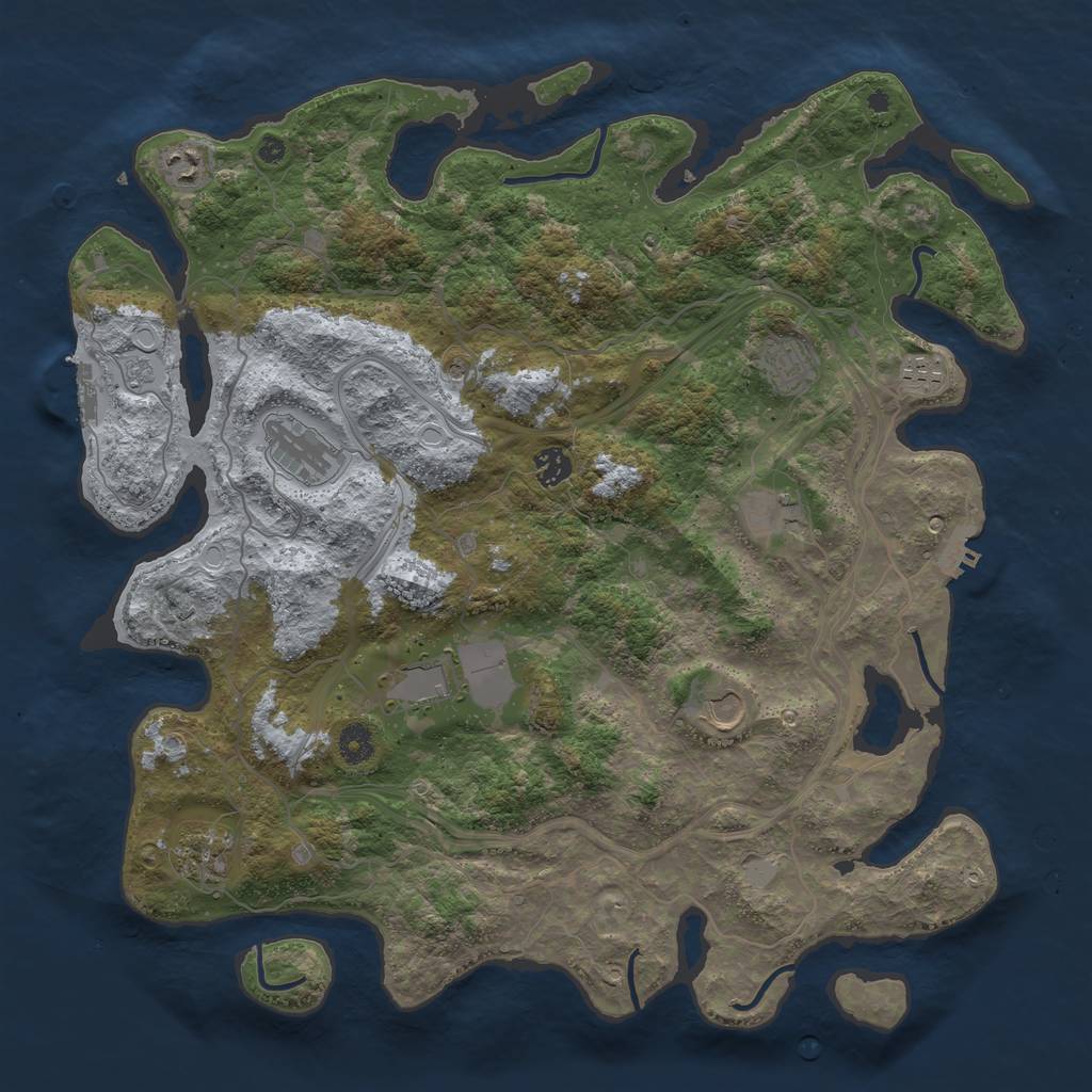 Rust Map: Procedural Map, Size: 4250, Seed: 853474960, 18 Monuments