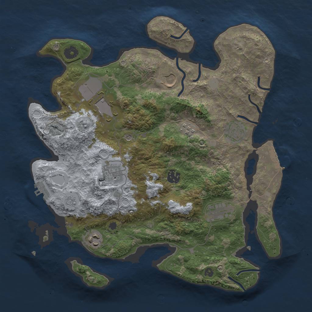 Rust Map: Procedural Map, Size: 3500, Seed: 1059635071, 17 Monuments