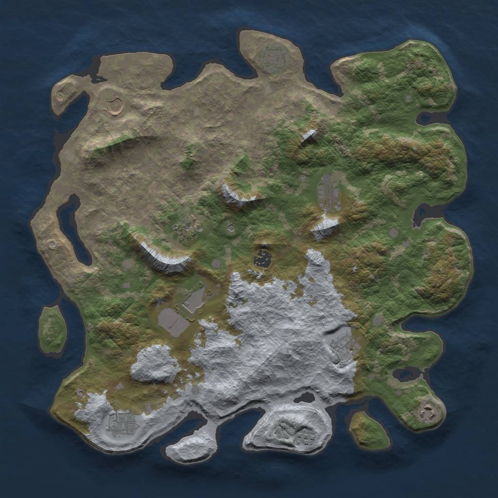 Rust Map: Barren, Size: 4300, Seed: 2883, 13 Monuments