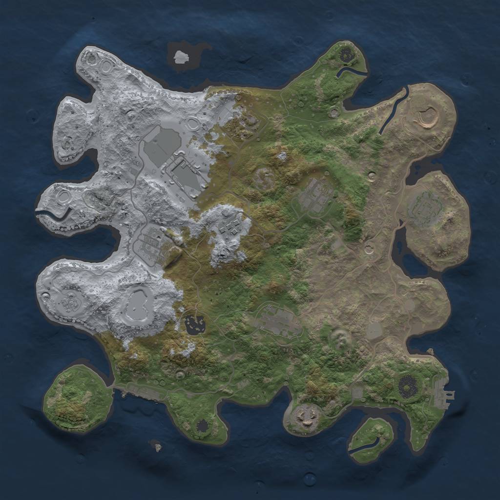 Rust Map: Procedural Map, Size: 3500, Seed: 864483956, 19 Monuments