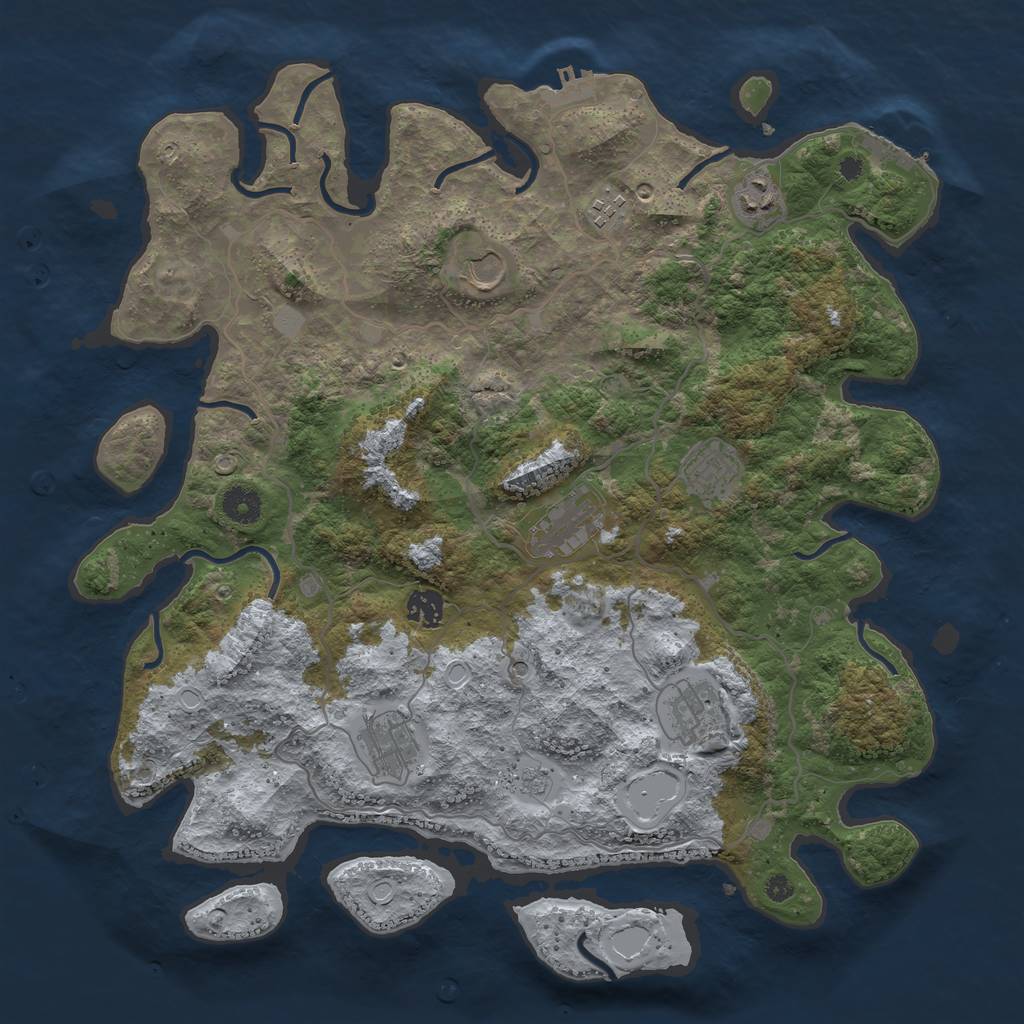 Rust Map: Procedural Map, Size: 4000, Seed: 1237898, 17 Monuments
