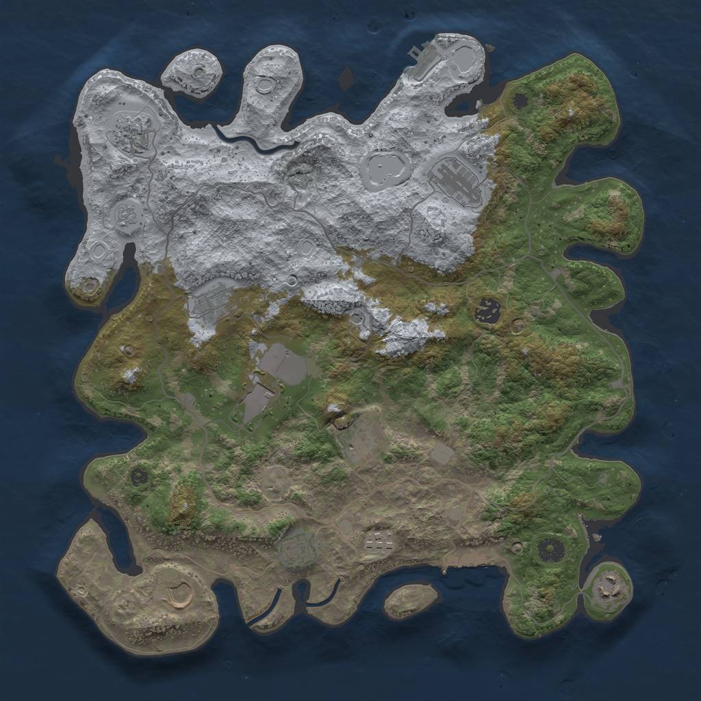 Rust Map: Procedural Map, Size: 4000, Seed: 1743147434, 19 Monuments