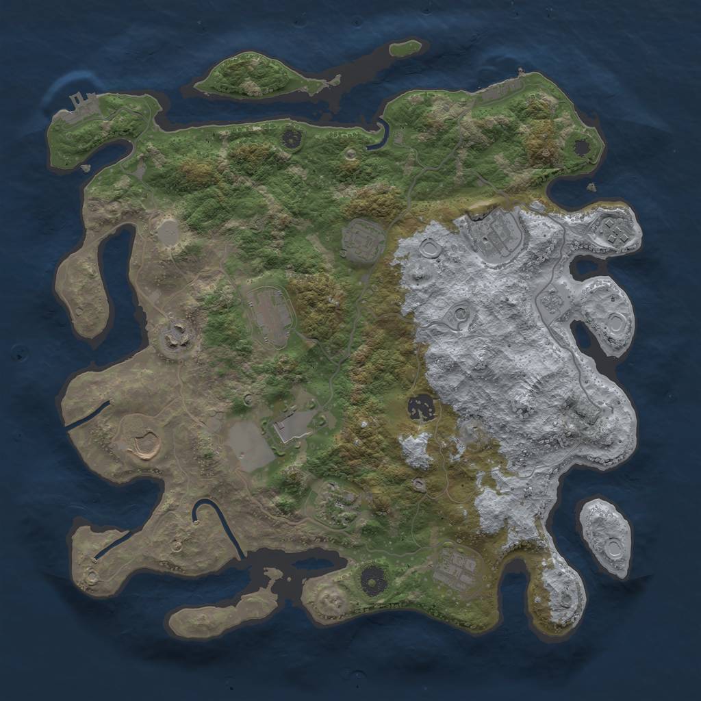 Rust Map: Procedural Map, Size: 3750, Seed: 1499760913, 19 Monuments