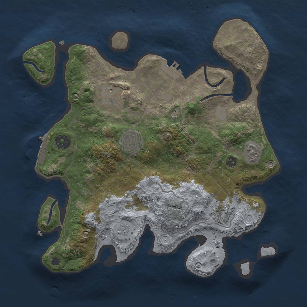 Rust Map: Procedural Map, Size: 3000, Seed: 566037850, 12 Monuments
