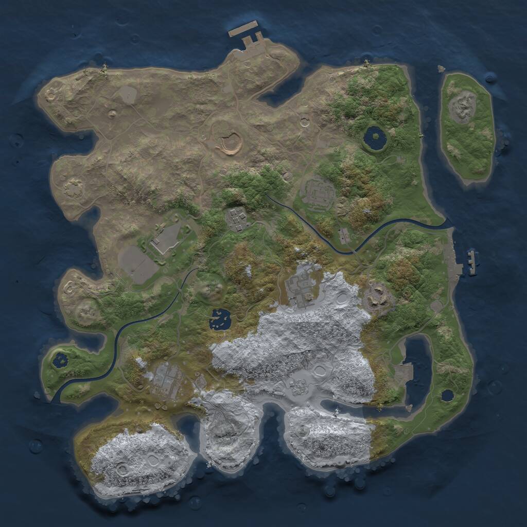 Rust Map: Procedural Map, Size: 3500, Seed: 780315244, 14 Monuments