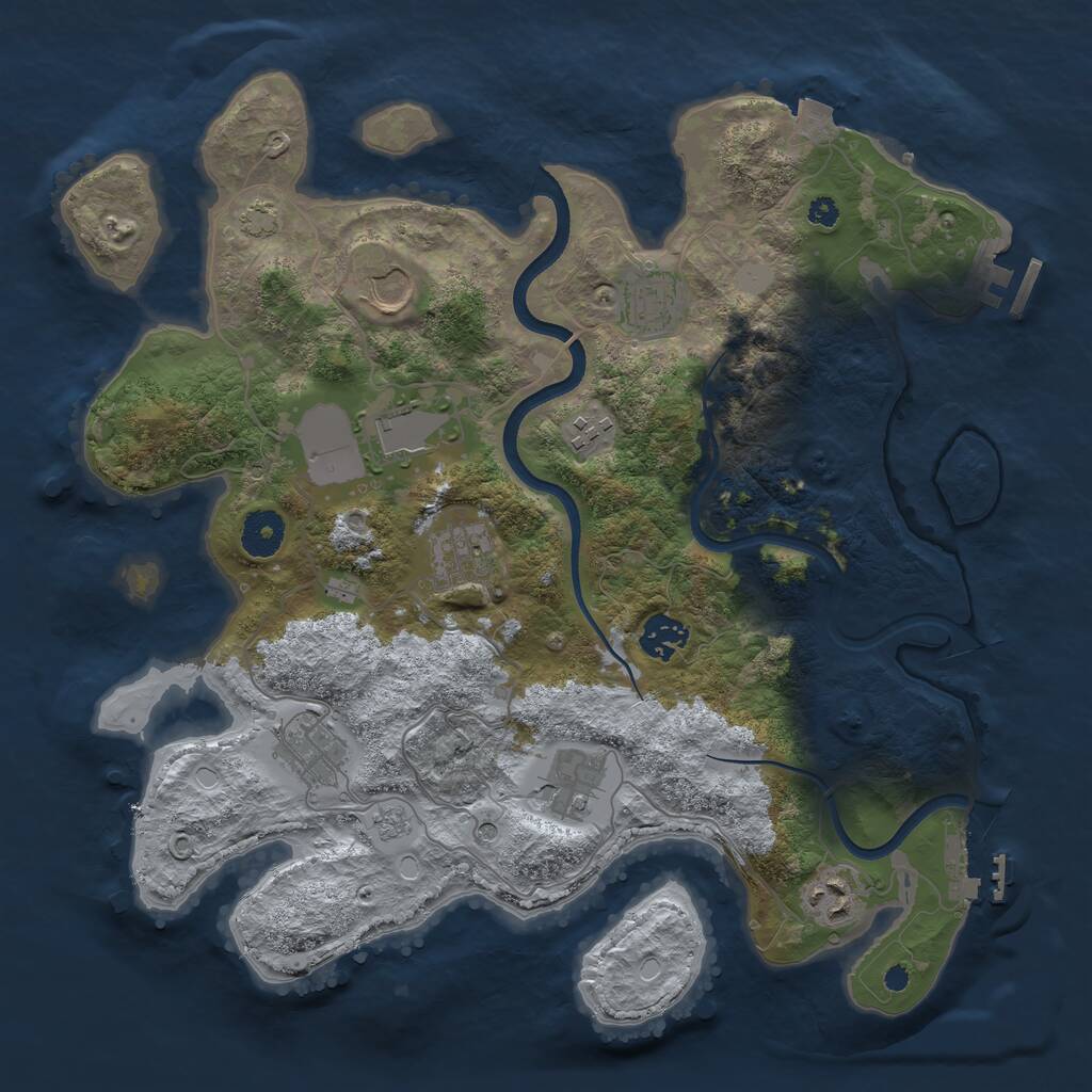 Rust Map: Procedural Map, Size: 3600, Seed: 6923610, 15 Monuments