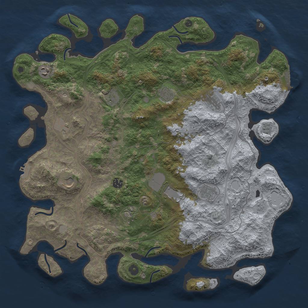 Rust Map: Procedural Map, Size: 4500, Seed: 2014469733, 20 Monuments