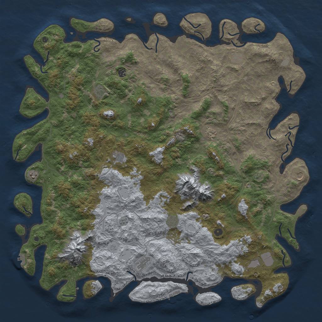 Rust Map: Procedural Map, Size: 6000, Seed: 555555, 18 Monuments