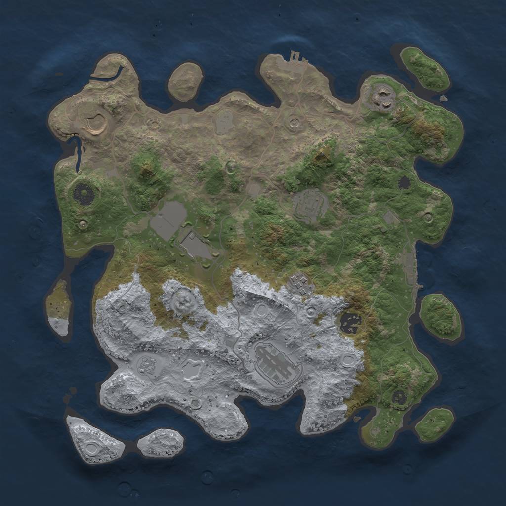 Rust Map: Procedural Map, Size: 3500, Seed: 8281992, 14 Monuments