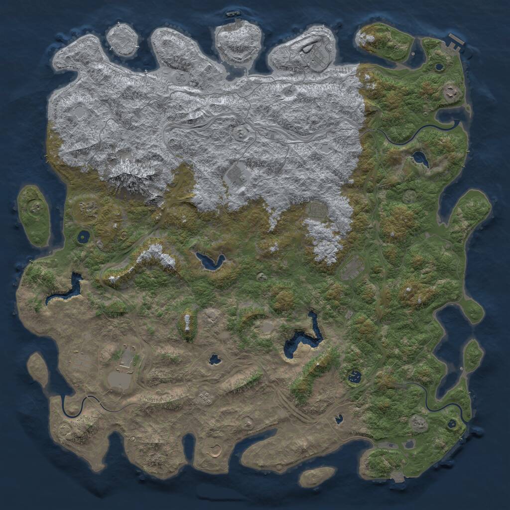 Rust Map: Procedural Map, Size: 6000, Seed: 566784444, 17 Monuments