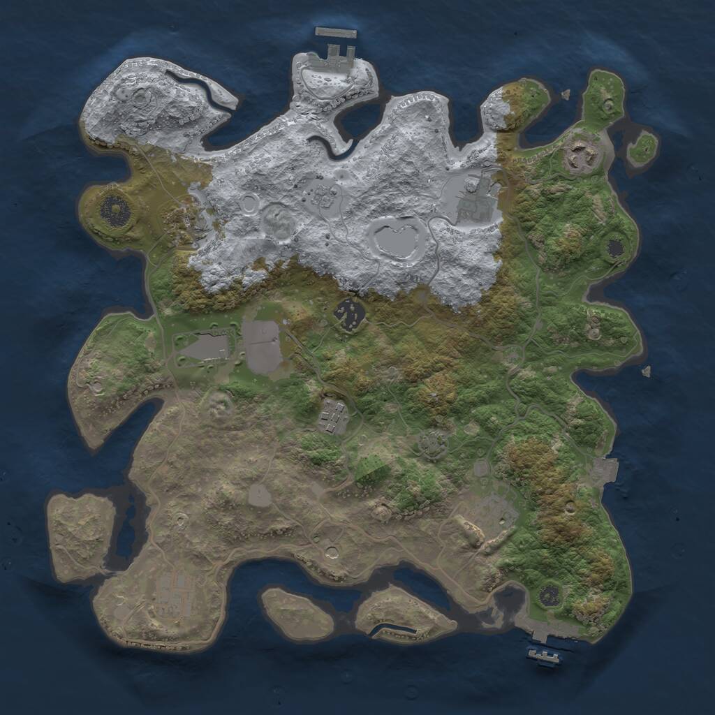 Rust Map: Procedural Map, Size: 3500, Seed: 611574240, 14 Monuments