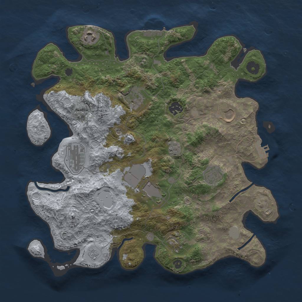 Rust Map: Procedural Map, Size: 3500, Seed: 977812686, 18 Monuments