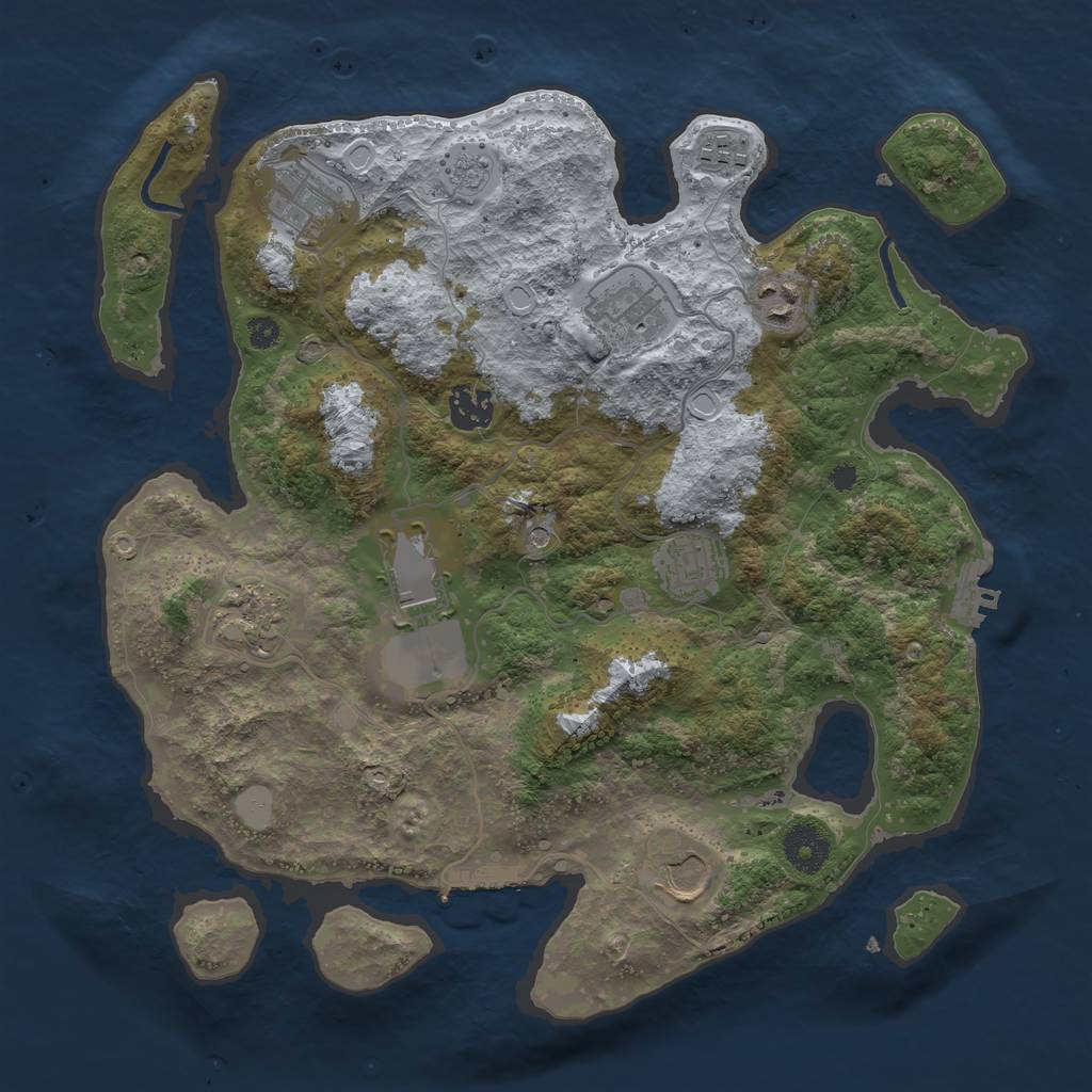 Rust Map: Procedural Map, Size: 3500, Seed: 9234, 18 Monuments