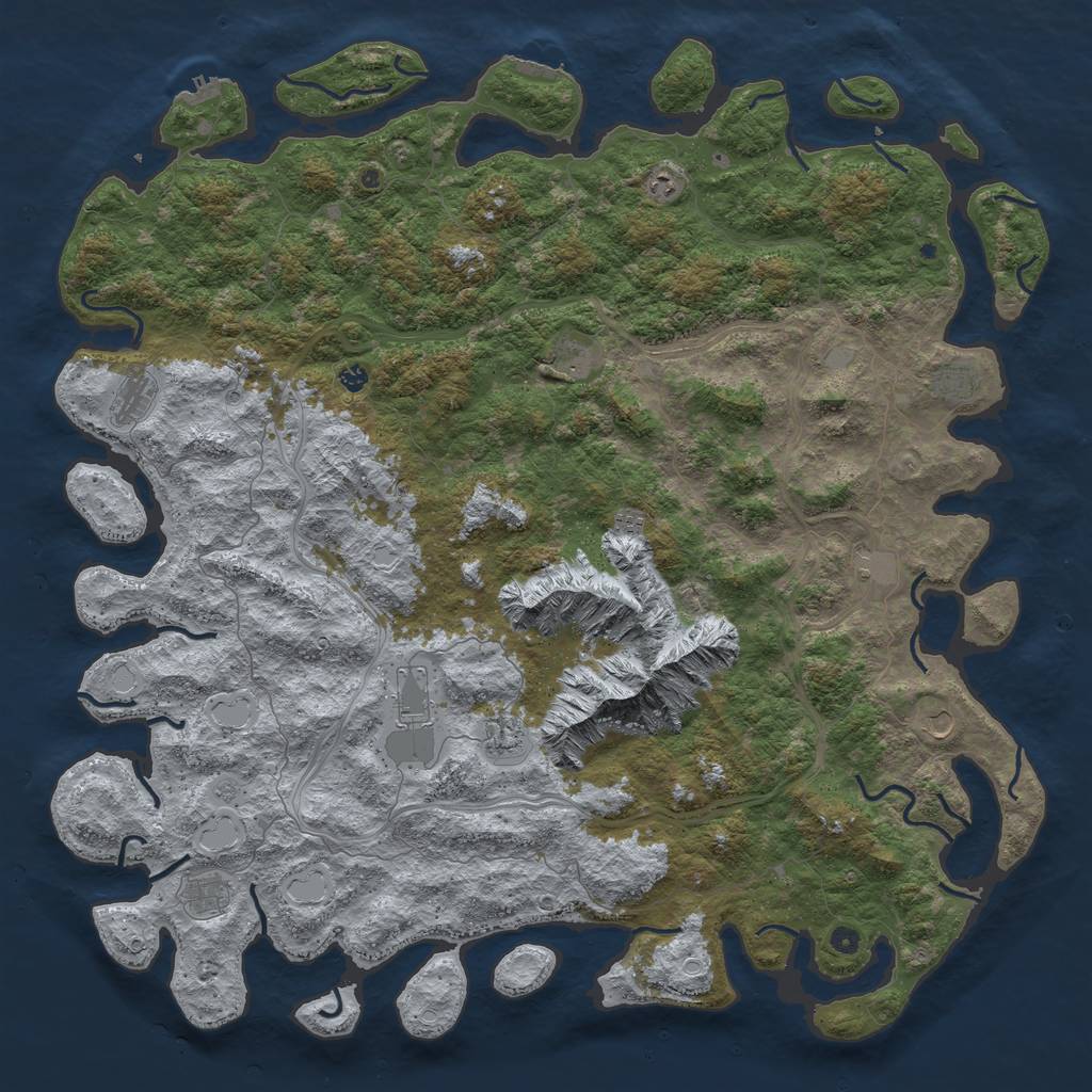 Rust Map: Procedural Map, Size: 6000, Seed: 150542495, 20 Monuments