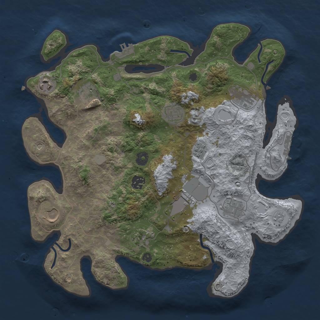 Rust Map: Procedural Map, Size: 3500, Seed: 257106537, 19 Monuments