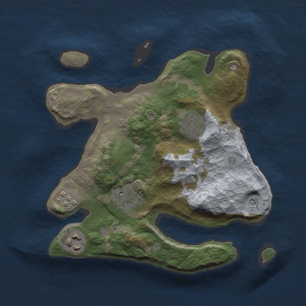 Rust Map: Barren, Size: 2500, Seed: 648396, 7 Monuments